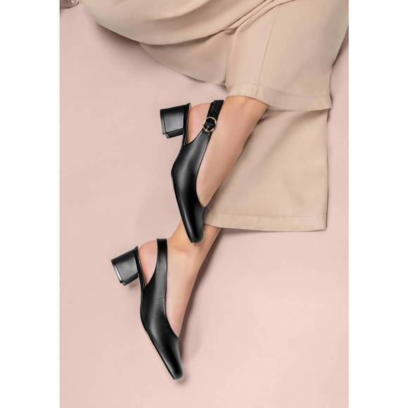 NEW ANDREA women's heeled slingback flats in black - Picture 6 of 6